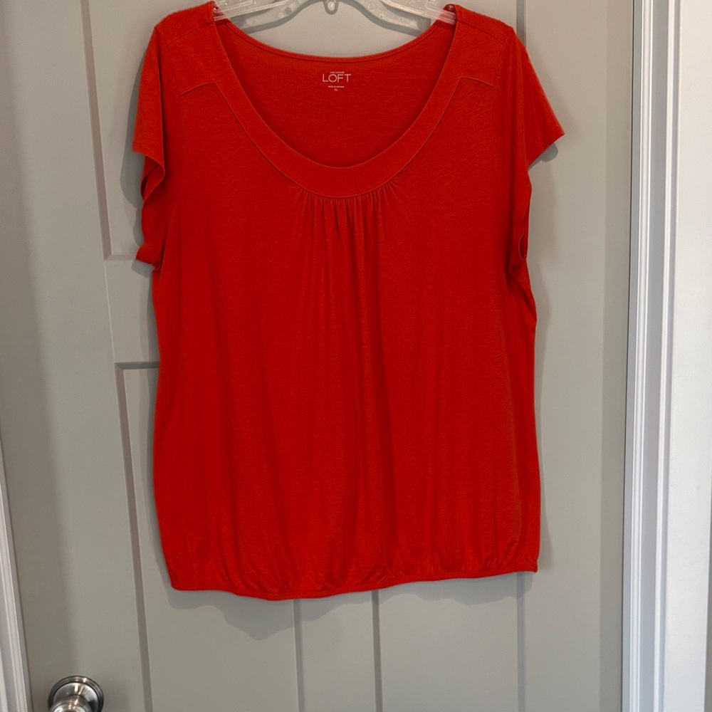 LOFT Bright CORAL Blouse Size XL